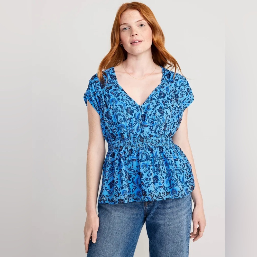 Old Navy Waist-Defined Printed Dolman-Sleeve Top